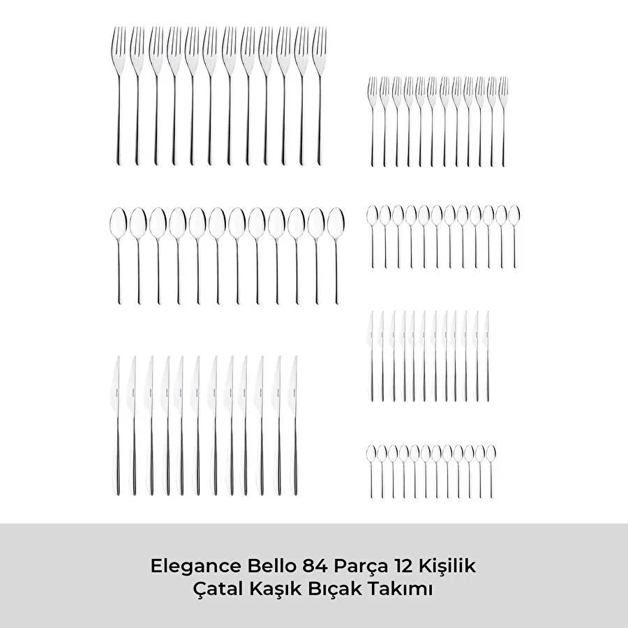 Emsan Elegance Bello 84 Parça 12 Kişilik Çatal Kaşık Bıçak Seti Lüks Kutulu