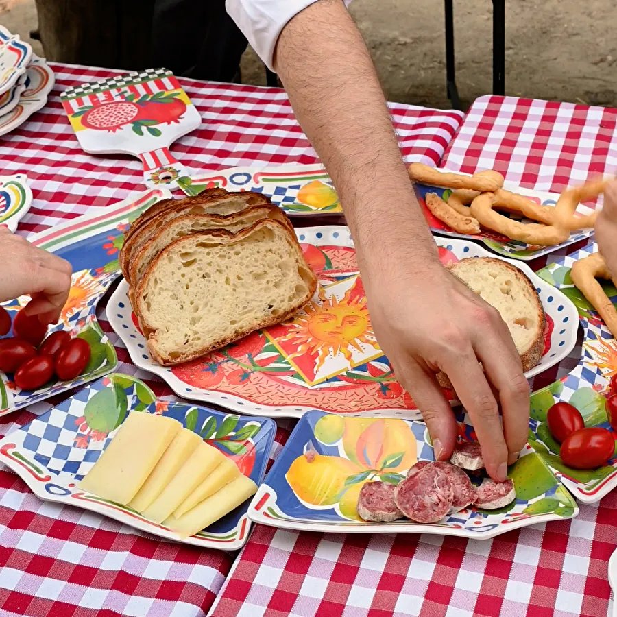 Baci Milano Dolce Vita 7 Parça Mermer Desenli Melamin Meze Tabağı Seti