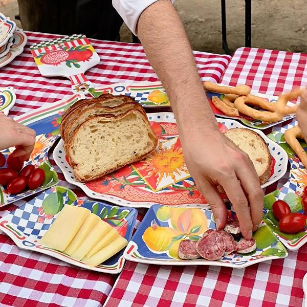 Baci Milano Dolce Vita 7 Parça Mermer Desenli Melamin Meze Tabağı Seti