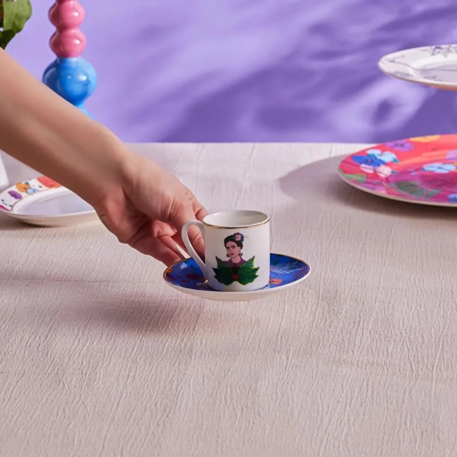 Karaca Frida Kahve Fincanı Ve Tabağı Mavi 90 ml