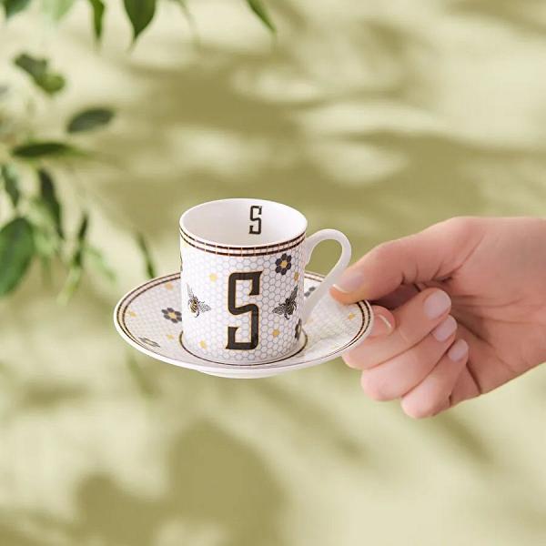Karaca S Harfli Kahve Fincanı ve Tabağı 80 ml