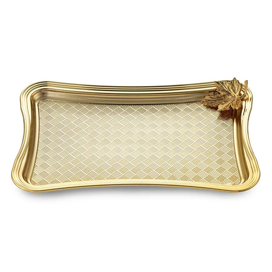 Emsan Leafy Dikdörtgen Tepsi Gold