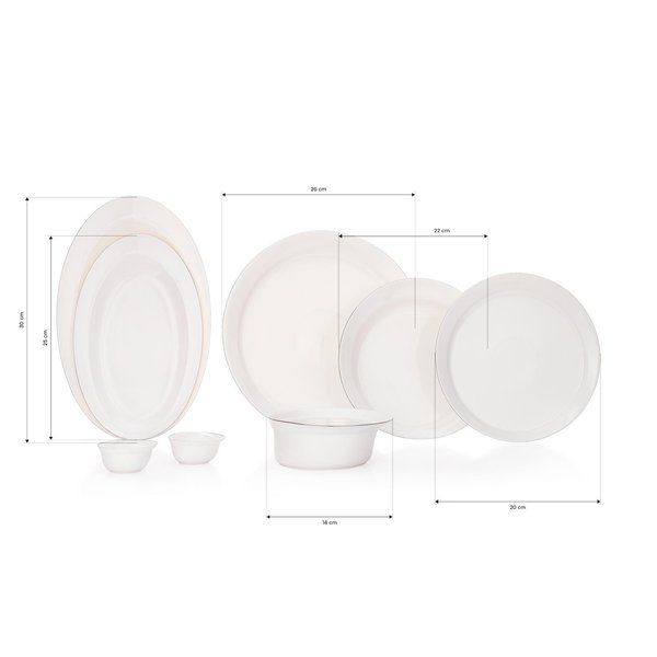 Schafer Superfine Bone Lux Yemek Takımı 56 Parça-Platin