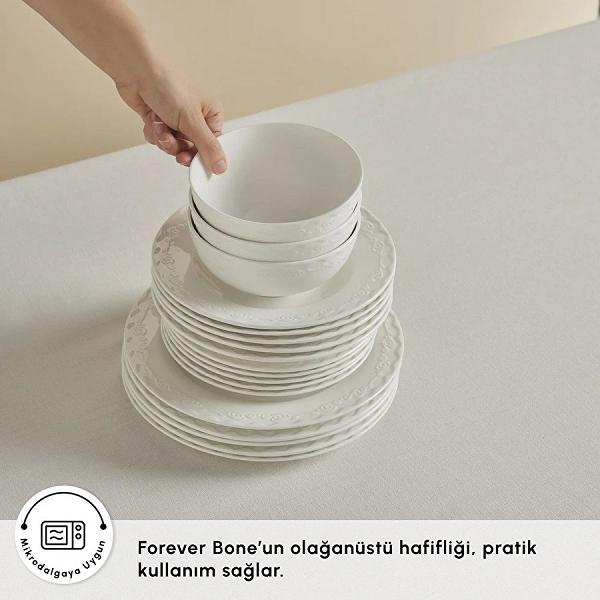 Karaca Forever Bone Nate 24 Parça 6 Kişilik Yemek Takımı
