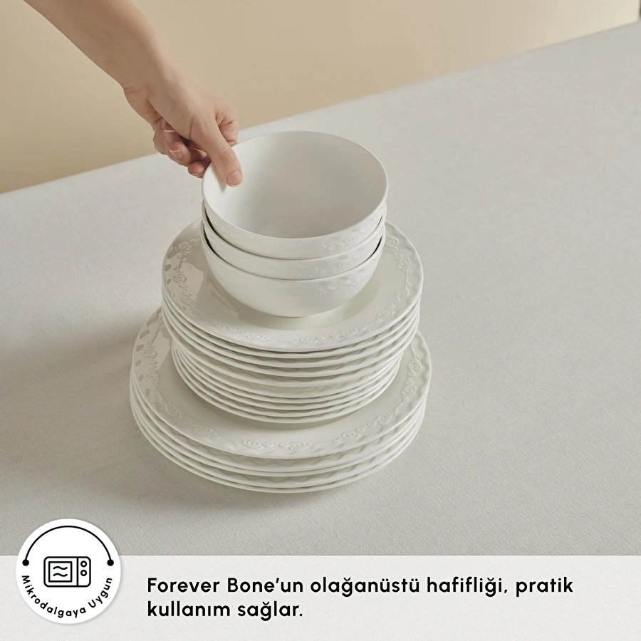 Karaca Forever Bone Nate 24 Parça 6 Kişilik Yemek Takımı