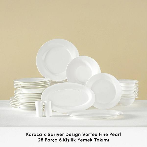 Karaca x Sarıyer Design Vortex Fine Pearl 28 Parça 6 Kişilik Yemek Takımı