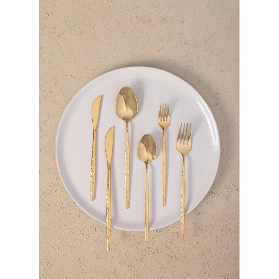 The Mia Shiny Çatal Kaşık Bıçak Takımı Gold 24 Parça
