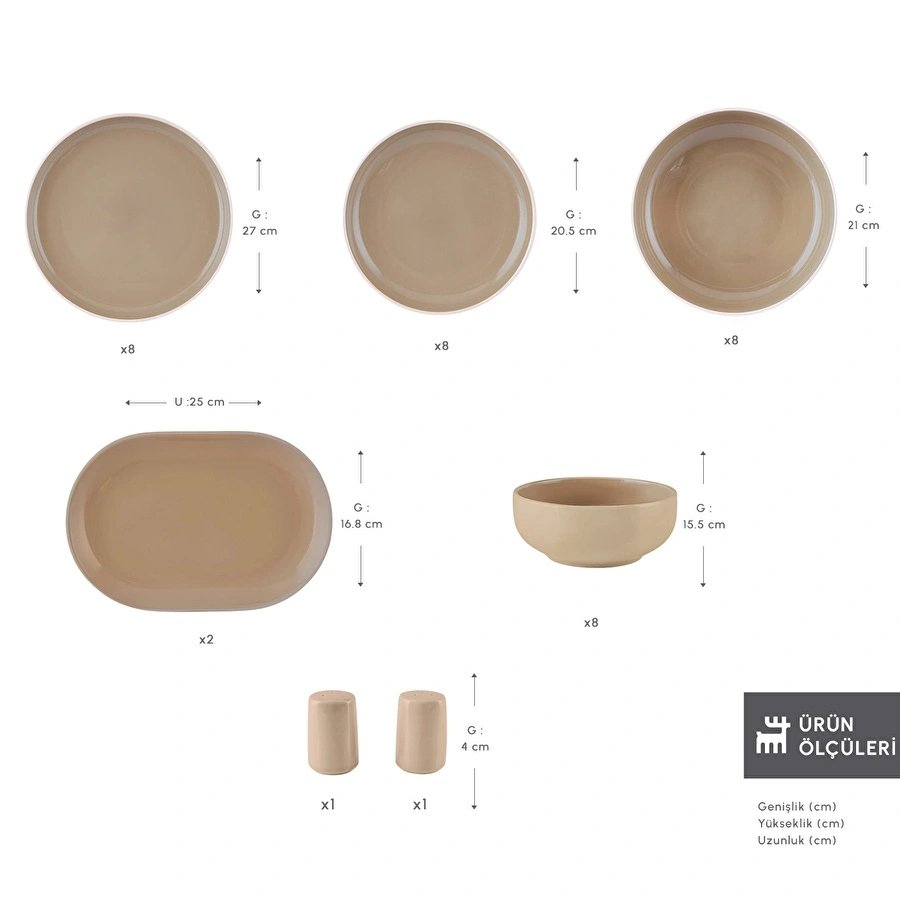 Karaca Earth Collection Terra 36 Parça 8 Kişilik Yemek Takımı Bej