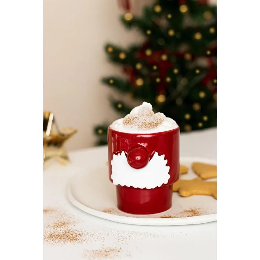Beige & Stone Yılbaşı Noel Baba Beyaz Bıyıklı Kupa