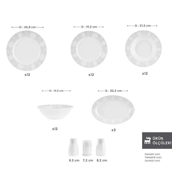 Karaca Forever Bone Olio 53 Parça 12 Kişilik Yemek Takımı
