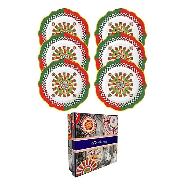 Baci Milano Dolce Vita 6'lı Geometries Servis Tabağı 27 cm Porselen