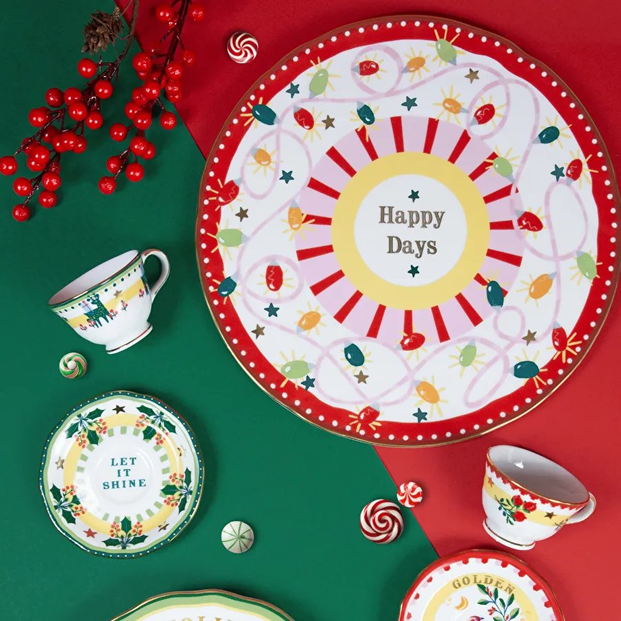 Baci Milano Mamma Mia Happy Days Yazılı Servis Tabağı 32 cm