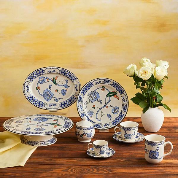 Karaca x Ömür Akkor İznik Hatai Ayaklı Kek Standı 32 cm