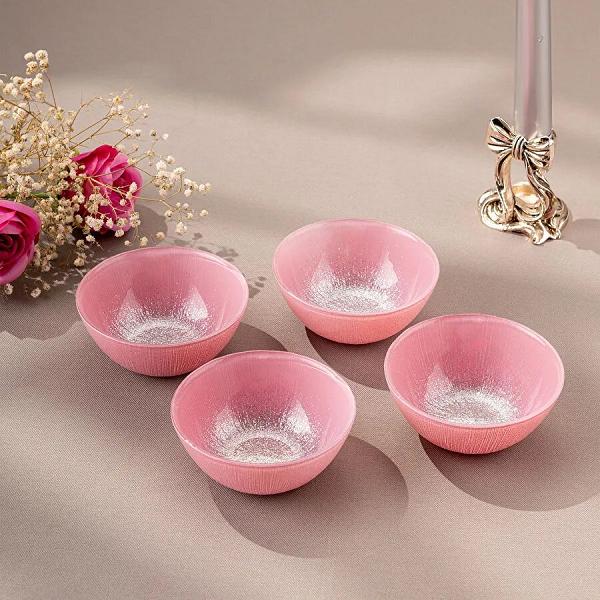Emsan Pastel 4 Parça Cam Kase 10 cm Pembe