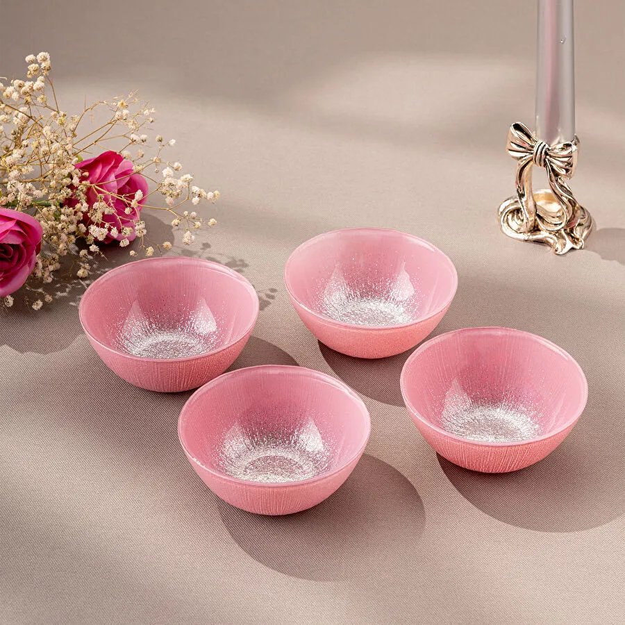 Emsan Pastel 4 Parça Cam Kase 10 cm Pembe
