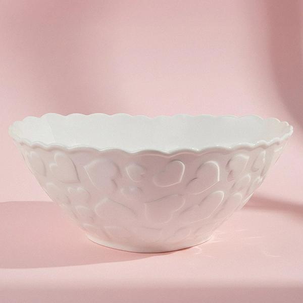 Karaca Pink Love Salata Kasesi Beyaz 23 cm