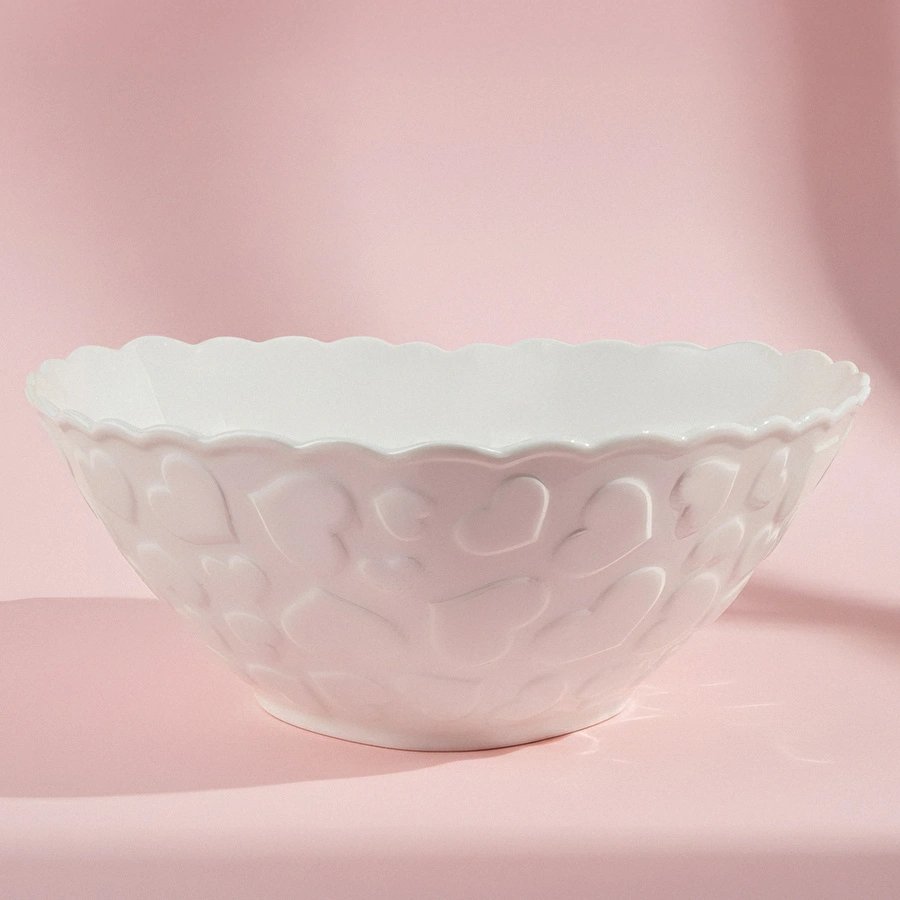 Karaca Pink Love Salata Kasesi Beyaz 23 cm