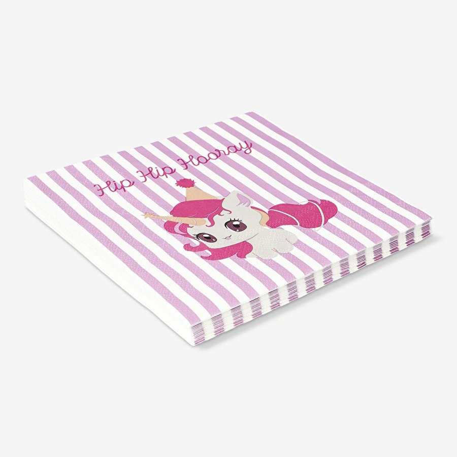 Flying Tiger Copenhagen 16'lı Pembe Unicorn Desenli Çizgili Kağıt Peçete