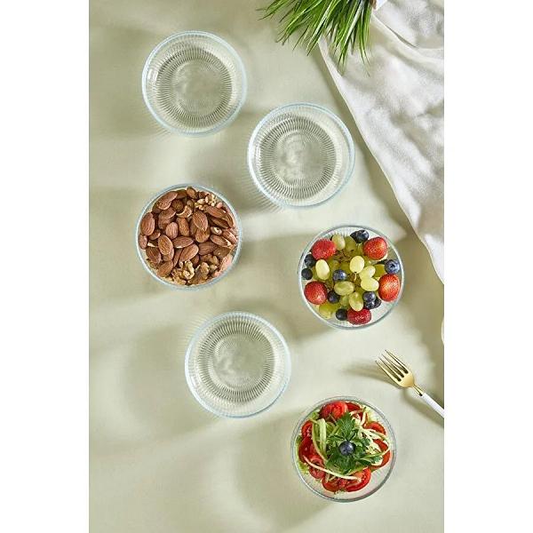 Lora Bianca Velora 6 Parça Cam Çerez - Sos - Lokum Mini Sunum Kasesi - 11 Cm Beyaz