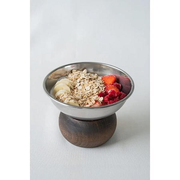 Beige & Stone Ahşap Tabanlı Çelik 330 Ml Çerez Dekorasyon Sunum Kase Stand