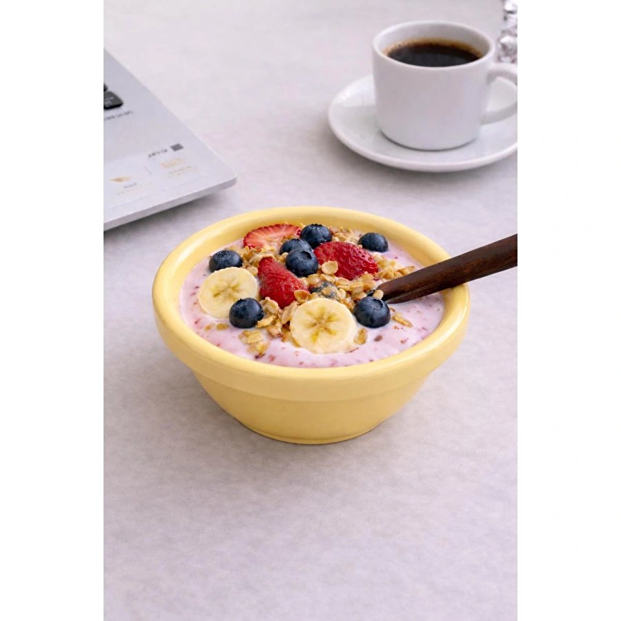 Beige & Stone Seramik Donut Bowl Kase Sarı