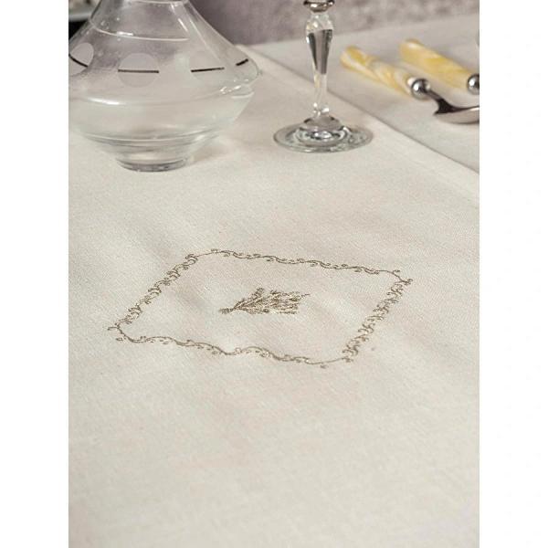 Cotton Box Keten Masa Örtüsü Takımı Pera Ekru 175x240
