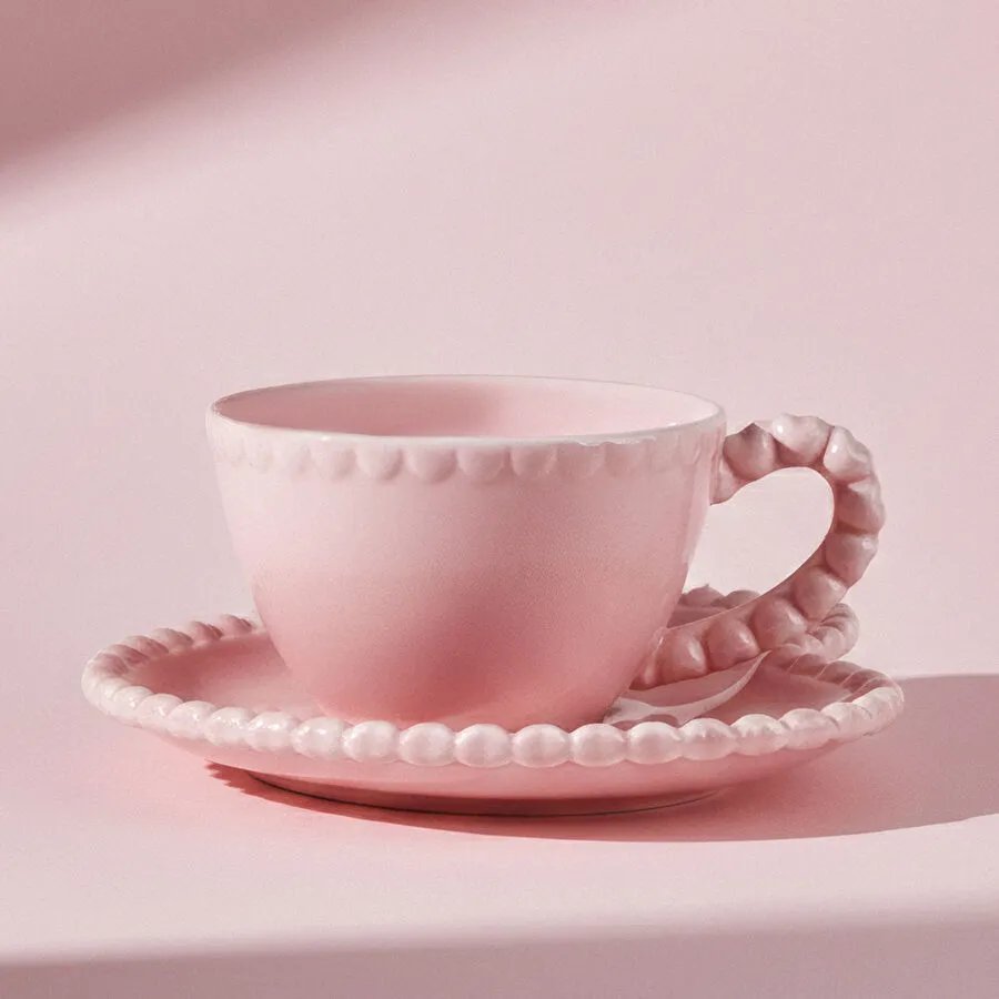 Karaca Pink Love Kahve Fincanı ve Tabağı Pembe 100 ml