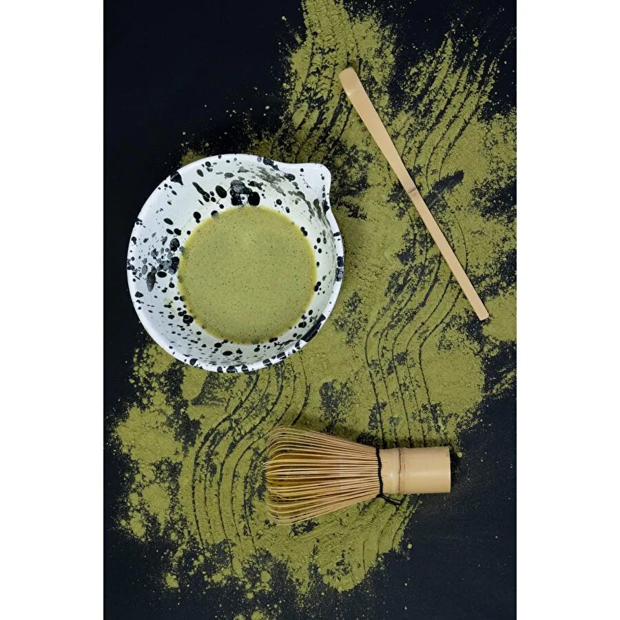 Beige & Stone Seramik Mat Siyah Benekli Matcha Kase