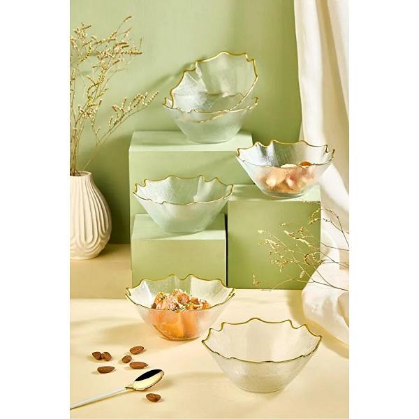 Lora Bianca Bloom 6 Parça Cam Salata/tatlı Kasesi Set Şeffaf
