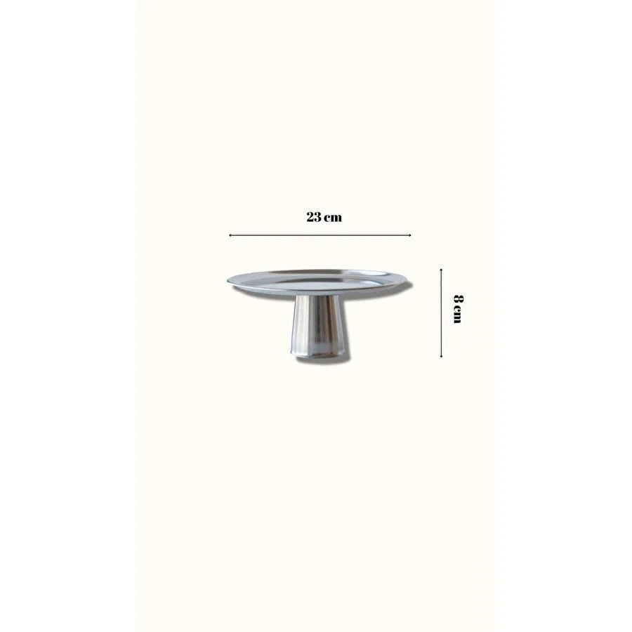 Beige & Stone Metal Ayaklı 23 Cm Tatlı Meyve Servis / Sunum Tabağı