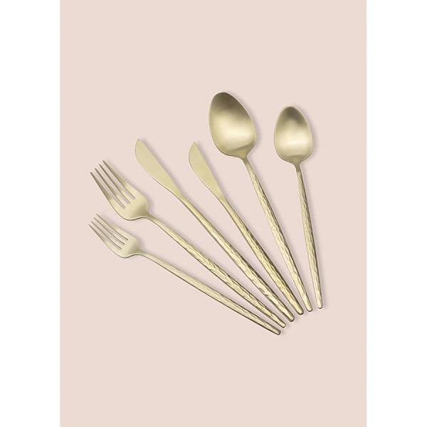 The Mia Shiny Çatal Kaşık Bıçak Takımı Mat Gold 36 Parça