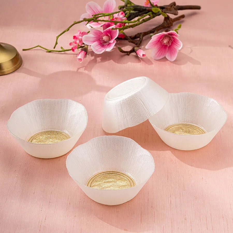 Emsan Golden 4 Parça Cam Konik Kase 13 cm