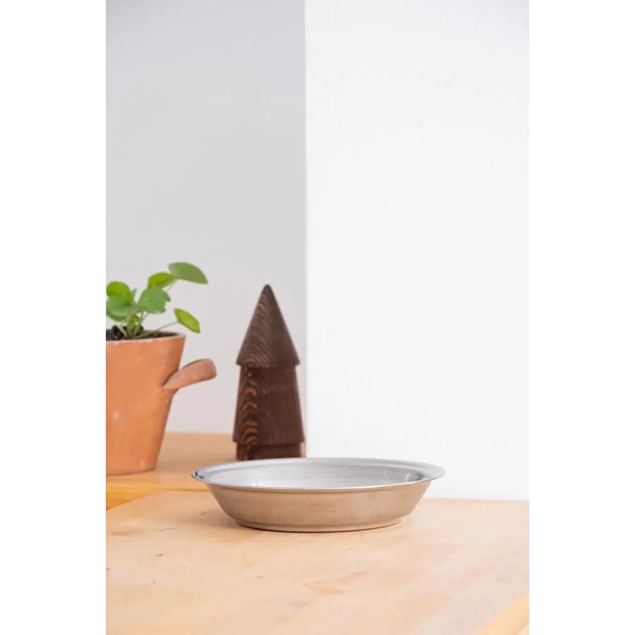 Beige & Stone Metal 21 Cm Salata Kısır Meyve Sunum Tabağı