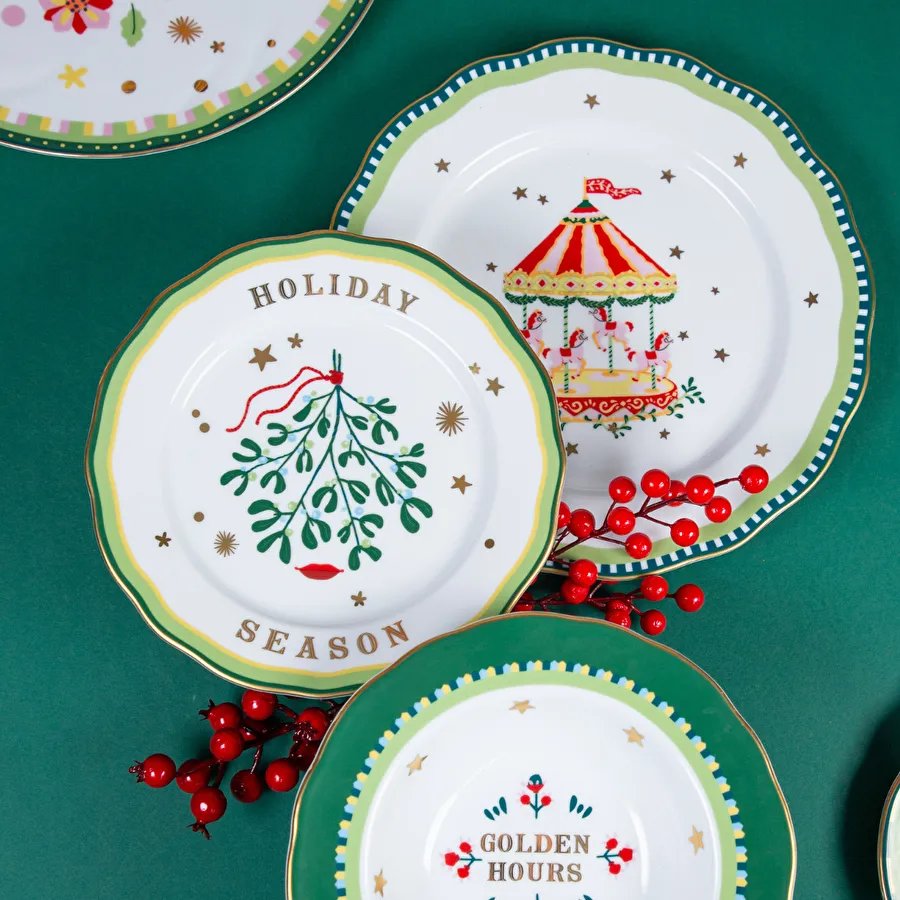Baci Milano Mamma Mia Zeytin Dalı Desenli Tatlı Tabağı 22 cm