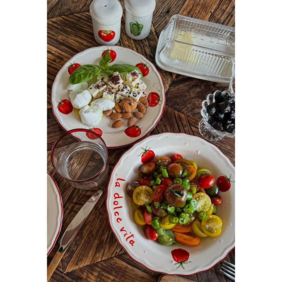 Rakle Pomodoro Stoneware 4'lü Pasta Tabağı Seti 21 Cm