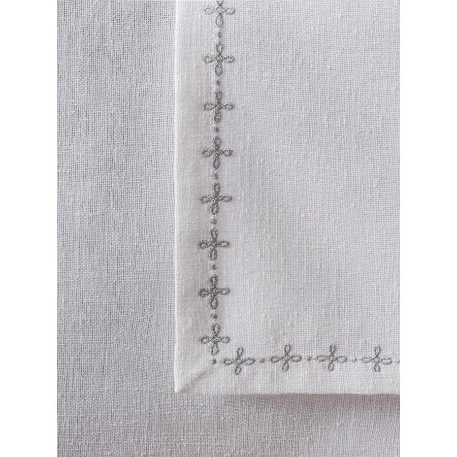 Cotton Box Keten Masa Örtüsü Takımı Pera Beyaz 175x240