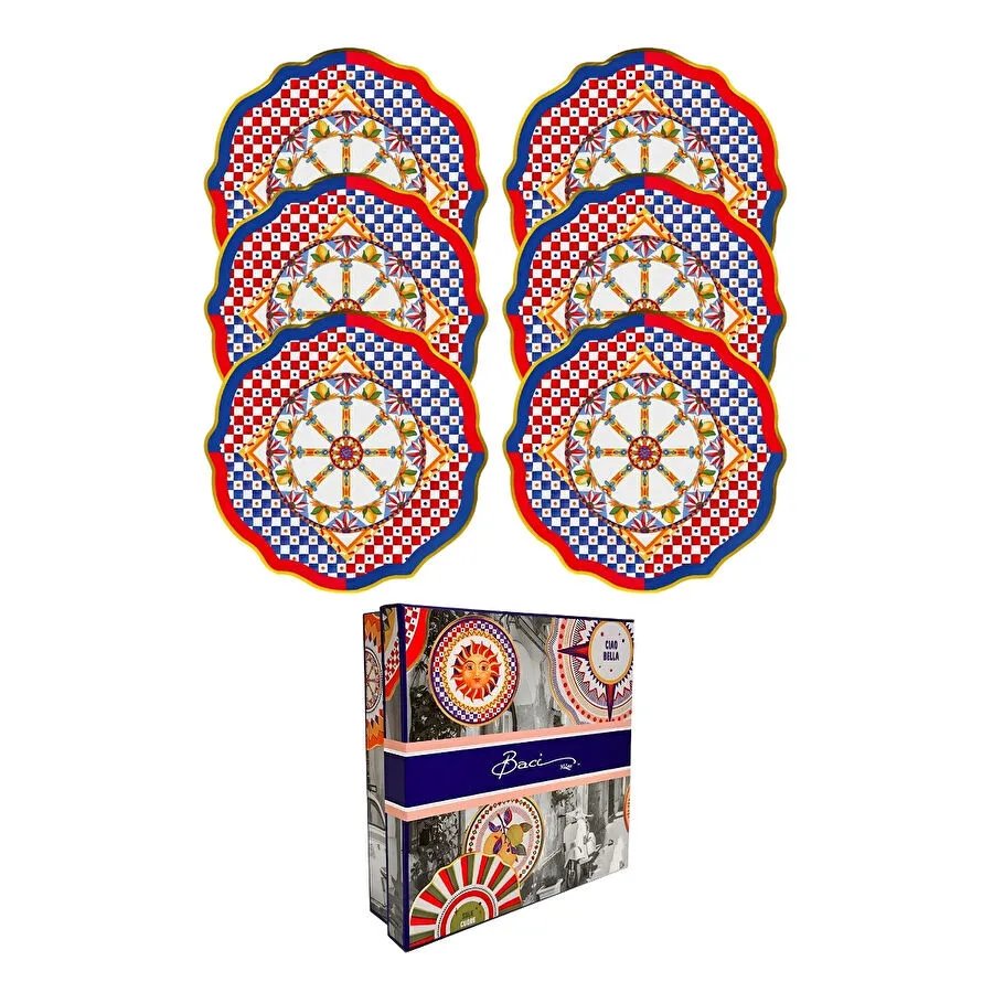 Baci Milano Dolce Vita 6'lı Wheel Servis Tabağı 27 cm Porselen