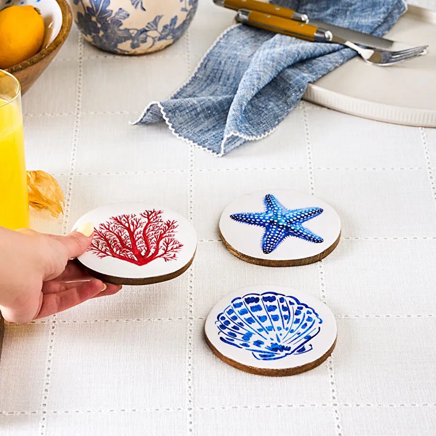 Karaca Home Mango Marin Bardak Altlığı 3'lü Set 10 cm