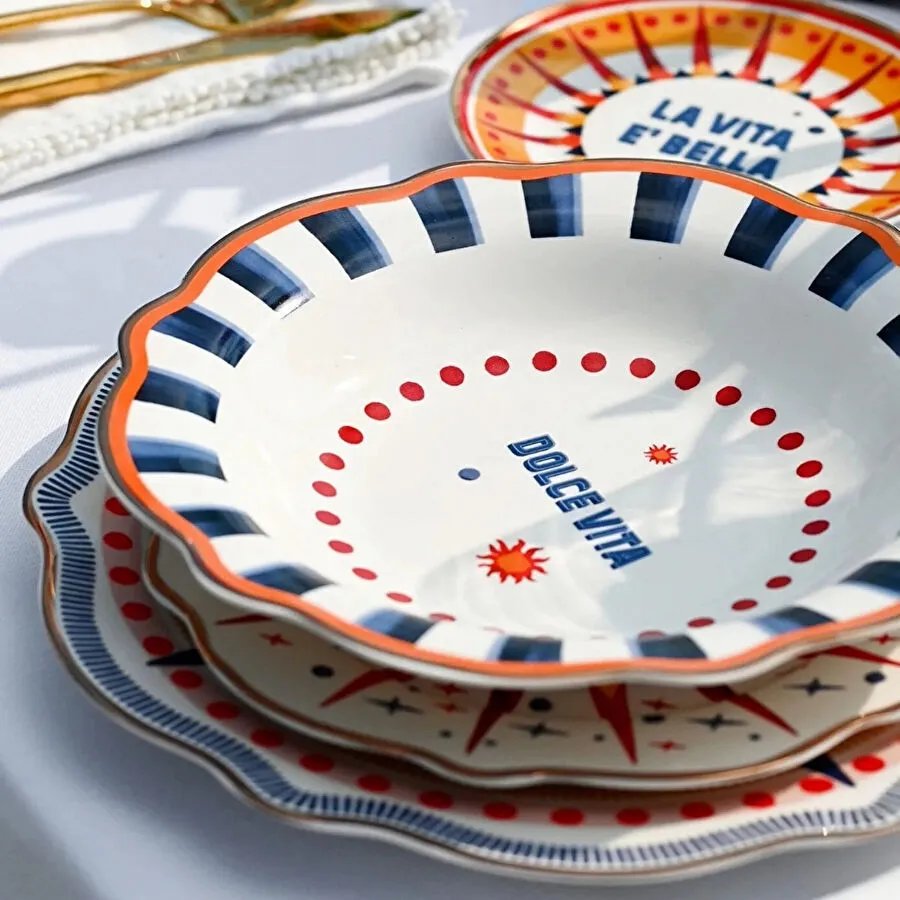 Baci Milano Dolce Vita 6'lı Çukur Tabak 23 cm Porselen