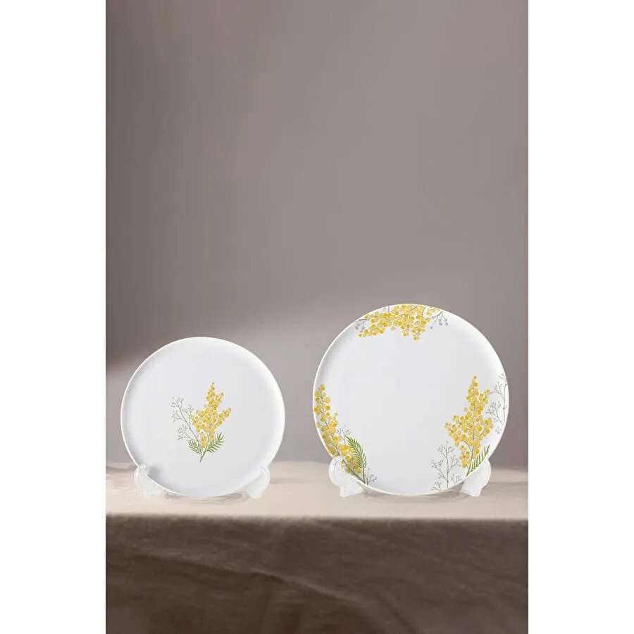 Rakle Mimosa Seramik 4'lü Pasta Tabağı Seti 19 Cm