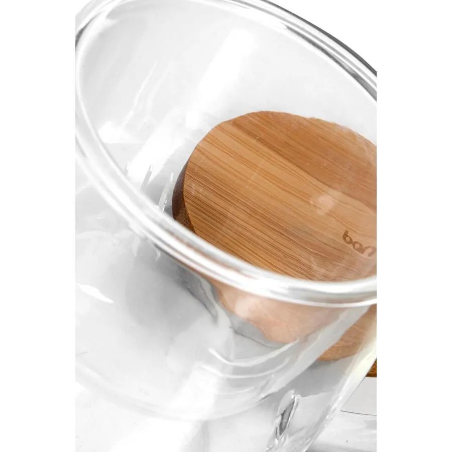 Bambum Dani Bambu Kapaklı Cam Kupa 350 Ml