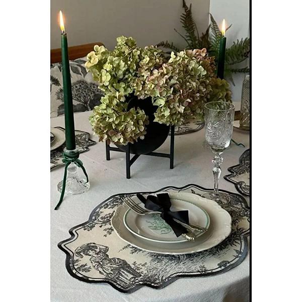 Beige & Stone Siyah Beyaz Vintage Nakış İşlemeli Amerikan Servis 2'li