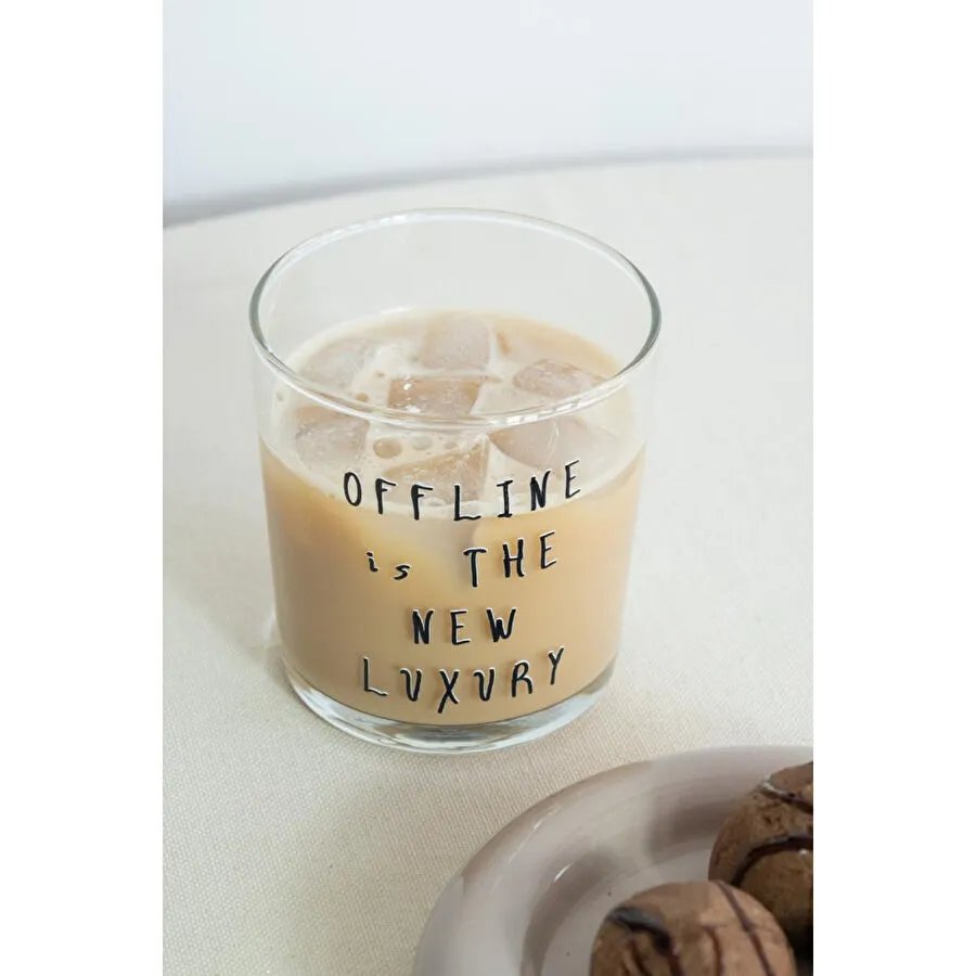 Beige & Stone "offline Is The New Luxury" Cam Meşrubat & Su Bardağı - 380 Ml