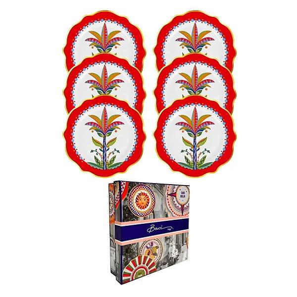 Baci Milano Dolce Vita 6'lı Palm Pasta Tabağı 21 cm Porselen