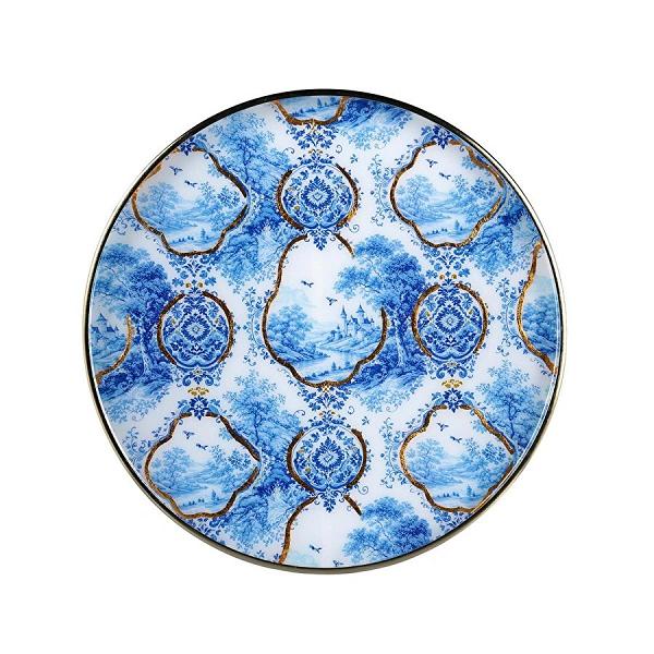 Lucky Art Blue Heritage Dekoratif Tepsi 36cm