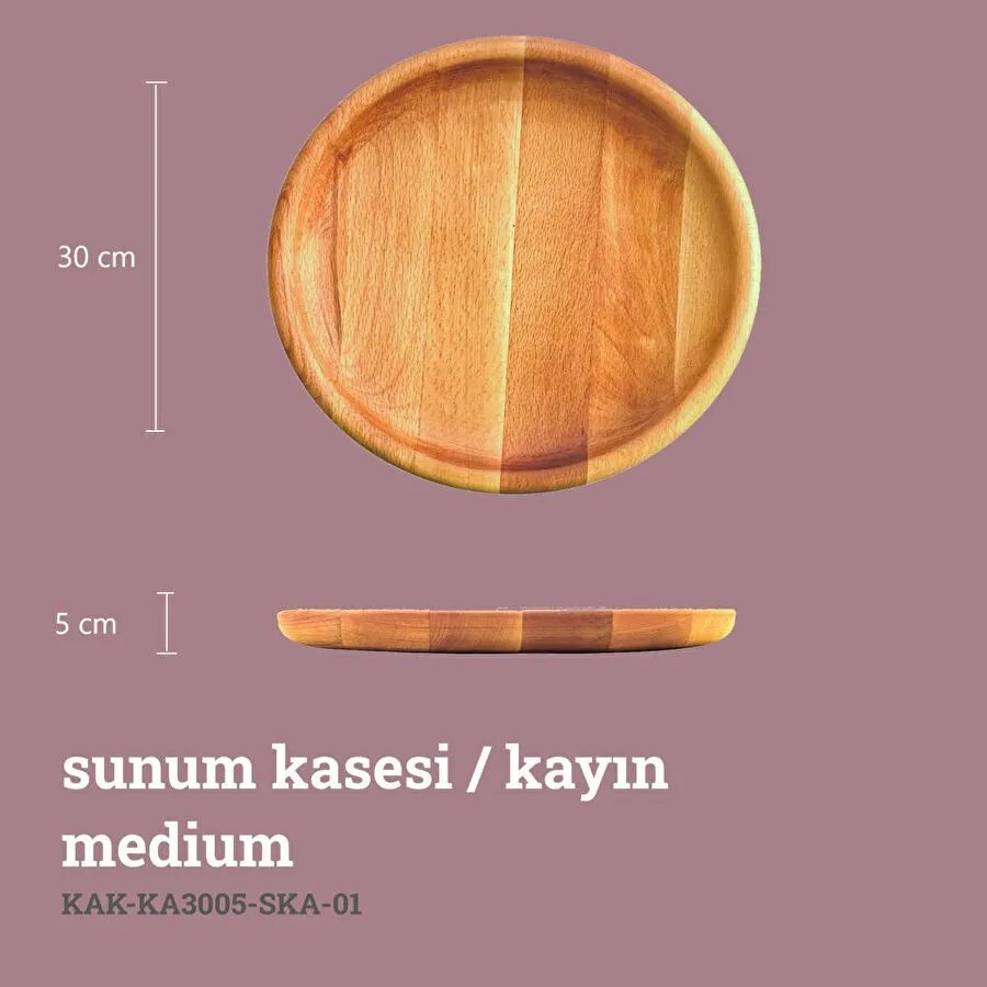 Kaf Ahşap Sunum Kasesi Kayın - M