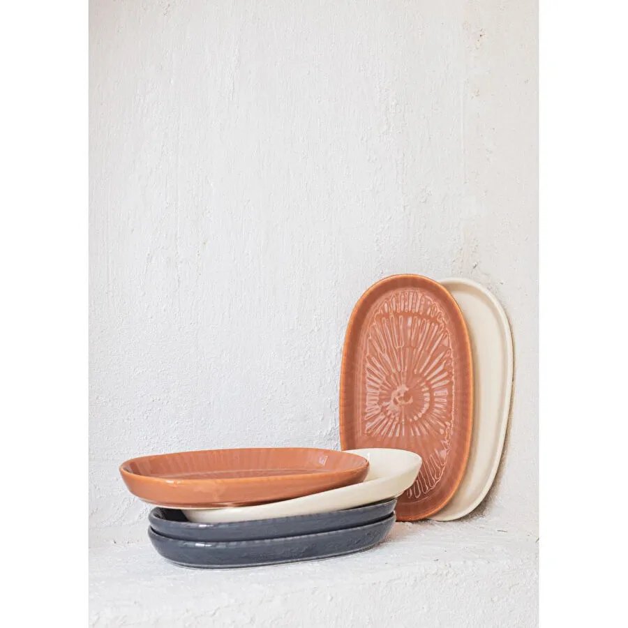 The Mia Noon Oval Servis 2li Gri 26 Cm
