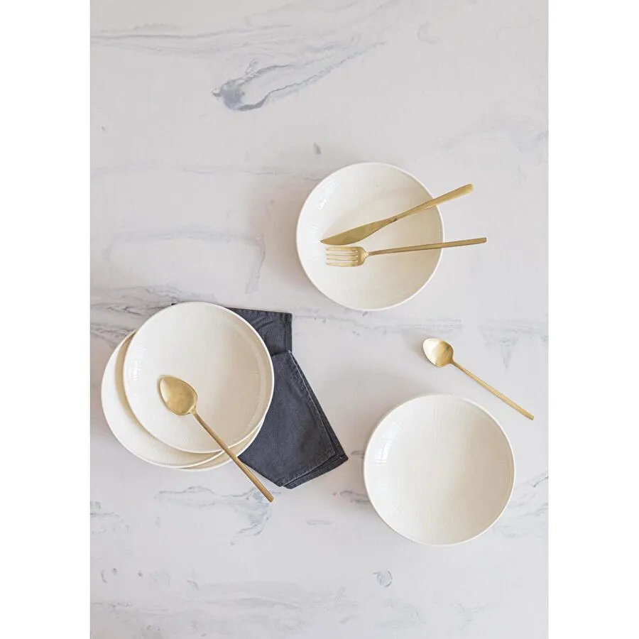 The Mia Noon Yemek Tabağı 6lı Krem 20 Cm