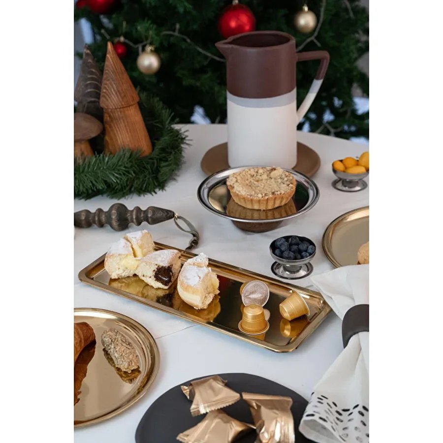 Beige & Stone Gold 33 Cm Servis Tabağı Sunum Tepsisi